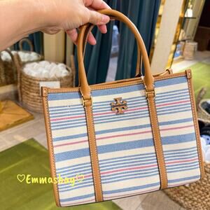 Tory Burch Blake Stripe Canvas Small Tote 175966 $430